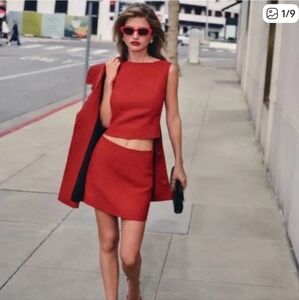 Reformation Red Mini Skirt